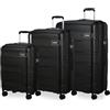 American Tourister Skymax Set valigie trolley cabina e stiva, 55 cm | Nero, trolley rigido, 55H x 35W x 25D cm, 41/48 L, 2.4 kg, con lucchetto TSA e ruote girevoli scorrevoli
