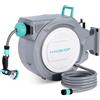 HAUSHOF Avvolgitubo da Giardino 30+2m con Supporto da Parete Girevole a 180
