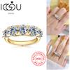 IOGOU Lusso 3.6CTTW Tutto Moissanite Anello di Nozze 5 Pietra Scintillante Diamante Fascia di Fidanzamento 925 Gioielli In Argento Sterling per Le Donne