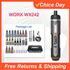 Worx Set Cacciavite Elettrico Mini Worx 4V WX242, Avvitatore Elettrico Cordless Intelligente Ricaricabile USB con 30 Punte