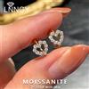 Lnngy Carino Hollow Heart Moissanite Orecchino ad anello per le donne 925 Sterling Silver Shiny Orecchini con perno Moda Orecchio Fibbia Gioielli