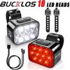 BUCKLOS Luce posteriore per bicicletta Luce anteriore 1100mAh LED COB Lampada per bici impermeabile USB ricaricabile Mtb Fanali posteriori per bici da strada Parti della bici