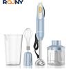 rouny Set frullatore portatile 4 in 1, frullatore manuale ad immersione con lame in acciaio inossidabile per miscelazione di alimenti da cucina, azzurro per principianti