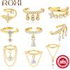 ROXI Stella ottagonale Doppio strato in argento sterling 925 Classico clip per orecchio regolabile per le donne Accessori versatili indossabili quotidianamente