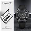 TOMI Luxury Business Set da quattro pezzi Orologio al quarzo da uomo Gemelli da uomo moda casual Cravatta Orologio con fermacravatta Confezione regalo Regalo di Natale