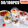 YOCITY 50/100PCS 250ML Tazze per budino di plastica usa e getta con coperchi Gelato Doppia pelle Latte Tazze usa e getta Imballaggio per feste Tazze da dessert