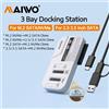 Maiwo Custodia SSD MAIWO M.2 NVMe/SATA a 3 alloggiamenti per custodia SSD HDD da 2,5 "3,5" Docking station SSD M2 NVME NGFF da 10 Gbps con clone da ufficio