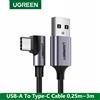 UGREEN Cavo USB A a Type C a 90 gradi con connettore a gomito, cavo intrecciato 3A per ricarica e trasferimento dati, compatibile con APPLE, Samsung, Xiaomi, iPhone 17, Android e CarPlay.