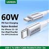 UGREEN Cavo USB-C a USB-C UGREEN 60W 100W intrecciato con ricarica rapida PD per Samsung, Apple iPad, iPhone 17, MacBook, caricabatterie Android, lungo 3m