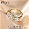 Lnngy Anello di fidanzamento con moissanite rotonda da 8 mm e 6,5 mm per donna, anello nuziale a tre pietre in oro 14 carati, regalo di gioielli scintillanti