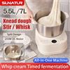 NONE Impastatrice Elettrica SUNATUR 5L/7L, Motore DC 250W, Ciotola in Acciaio Inox, Fermentazione Temporizzata, Tutto in Uno