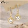 Lnngy Orecchini pendenti in oro 14 carati alla moda Lnngy, orecchini pendenti con moissanite rotonda da 6,5 mm e 1 ct per le donne, regalo di gioielli scintillanti per matrimonio