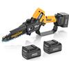 SWANSOFT Motosega Elettrica Mini da 6 Pollici con Due Batterie da 4Ah, Motore Brushless, Autonomia 30-60 Minuti, Attrezzo da Giardinaggio CS-2S