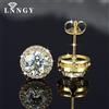 Lnngy Orecchini a lobo rotondi in moissanite certificata Lnngy da 5 mm/6,5 mm con alone, placcati oro 14K, per donna, gioielli scintillanti per tutti i giorni, idea regalo