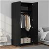 NONE Armadio in Rovere Nero 90x52x200 cm, Guardaroba in Legno Composito con Ripiani e Asta Appendiabiti per Camera da Letto