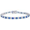Alinoya Bracciale Tennis Nuoya con Zirconi Blu e Bianchi, Larghezza 4mm, Stile Hip Hop, per Uomo e Donna, Vendita all'Ingrosso