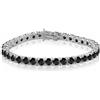 Alinoya Bracciale Tennis Hip Hop Nuoya 4mm con Zirconi Neri Nano, Placcato Argento, Catena con Diamanti Neri per Uomo e Donna, Regalo 6-7 Pollici