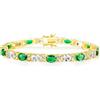 Alinoya Bracciale Tennis Ovale Smeraldo 5mm Placcato Oro 18K in Ottone con Zirconia Cubica Incastonata, Bracciale Tennis Completamente Tempestato di Zirconi, Vendita all'Ingrosso