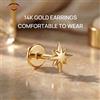 CANNER 1PC Orecchino a stella a otto punte in oro massiccio 14K da 5/6/8mm in titanio per piercing all'orecchio da donna, ipoallergenico, regalo per feste
