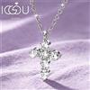 IOGOU Collana con pendente a croce in moissanite con taglio rotondo certificato da 3,5 mm per donna e uomo, catena regolabile in oro 14 carati, regalo di gioielleria