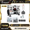 NONE Compressore d'aria silenzioso senza olio Podofo 750W, flusso d'aria 60L/min, pressione 0.7Mpa, pompa a vuoto con condensatore, silenziatore in plastica, gomito placcato oro e cuscinetti antiurto per