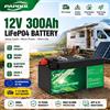 PAPOOL Batteria LiFePO4 12V 300Ah 3.84Kwh con BMS Bluetooth 4S 200A integrato, oltre 6000 cicli, celle di grado A, 12.8V 100Ah 140Ah 200Ah, per energia solare domestica, camper, barche - STOCK UE
