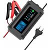 Foval Caricabatterie 10A con display LCD, DC 12V/24V, per montaggio su auto, per batterie al piombo AGM/GEL/SLA/VRLA, con spina EU.
