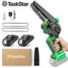TaskStar, mini motosega da 6 pollici, 700 W, motore a spazzole, motosega elettrica portatile, alimentazione manuale dell'olio, motosega da giardino per la potatura e il taglio del legno. per batteria