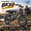 HEADEER BK20 Bicicletta Elettrica per Adulti per Tutti i Terreni Batteria 48V 20Ah Pneumatici Fat 20" 4.0 Ebike con Sospensione Completa Freni a Disco Meccanici Doppi Controllo LCD e App Intelligente