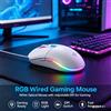 NONE Mouse USB RGB con cavo, DPI regolabile da 800 a 1600, illuminazione a gradiente di 7 colori, mouse ottico per computer, ideale per casa, ufficio, desktop, laptop, gaming e lavoro.