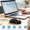 NONE Mouse da computer con cavo USB, meccanismo a scatto silenzioso, 1000 DPI, cavo da 140 cm, facile da installare e utilizzare, design ergonomico, mouse ottico per uso domestico e in ufficio.
