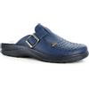 EASY WALK 600 Ciabatte sanitarie Anatomiche da Uomo in Vera Pelle con Fibbia Blu e Bianche Antiscivolo.