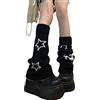 heyheyshine Y2k Star Skull Stampa Due Laterali Usura A Maglia Scaldamuscoli Calzini Punk Ragazze Giapponese Kawaii Streetwear Gamba Copertura