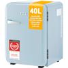TZS First Austria - Mini Frigorifero Retrò 40L silenzioso - Piccolo Minifrigo design vintage con luce interna e 2 scomparti porta - Minibar per campeggio, ufficio, camera da letto e hotel - azzuro