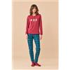 NOIDINOTTE PIGIAMA DONNA CALDO COTONE FA009749 CHERRY CORAL