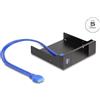 Delock - Rack rimovibile (baia) - 5,25", metallo, per unità rack mobile sottile, hub USB 5 Gbps con 2 porte USB 3,