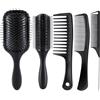 Muorruo Set di 4 Spazzole per Ricci con Setole di Cinghiale, Spazzola Professionale per Capelli Ricci Balinesi, Spazzola Districante per Donne, Bambini, Stilisti per Styling Quotidiano e Massaggio