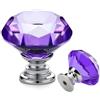 Ravinte 5 bottoni e maniglie per cassetti in cristallo, a forma di diamante, per cassetti, cassetti, armadi, 30 mm, con base in argento (viola)