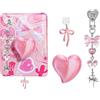 Muorruo Set di Charms 3 Pezzi Dolci per Kindle, Incluso Charm Protezione Polvere Type C/USB C, Supporto a Forma di Cuore, Portachiavi Scintillante con Gancio per Accessori Kindle, Rosa