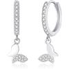 Kamise Orecchini a cerchio in argento Sterling 925, da donna, ipoallergenici, con ciondolo a forma di stella, a forma di cuore, farfalla, orecchini a cerchio con zirconi