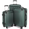 HAUPTSTADTKOFFER - Alex - Set di 3 valigie, 4 Doppie ruote, Nero brillante, (S, M & L), 235 litri, Colore Verde foresta