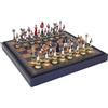 Italfama Napoleon Set 3-in-1 Scacchi Dama Backgammon Metallo Tavola In Pelle