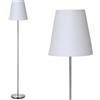 BAKAJI Lampada Piantana da Terra 150cm Design Moderno Paralume E27 60W Tessuto Bianco
