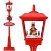 BAKAJI Lampione Natale con Luce LED Scena Natalizia Motorizzata Neve Musica 180cm Rosso