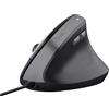 Trust Yuno Vertical Mouse, mouse ergonomico per destrimani, prevenzione del braccio del mouse/gomito del tennista (sindrome RSI), 60% plastica riciclata, con cavo, computer portatile PC Mac - Nero