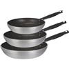 Agnelli 28-24-20 cm - Effetto Pietra Tris Padelle Basse Svasate Antiaderenti In Alluminio Con Manico Cool Inox - Set 3 Pz