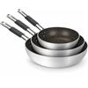 Agnelli 28-24-20 cm - Effetto Pietra Tris Padelle Alte Svasate Antiaderenti In Alluminio Con Manico Cool Inox - Set 3 Pz