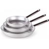 Agnelli 28-24-20 cm - Alluminio 3mm Professionale Tris Padelle Basse Svasate In Alluminio Con Manico Tubolare - Set 3 Pz