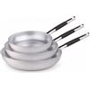 Agnelli 28-24-20 cm - Alluminio 3mm Professionale Tris Padelle Alte Svasate In Alluminio Con Manico Cool Inox - Set 3 Pz