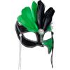 Maschera Veneziana Gran Ballo nera/verde Con Gemme e piume